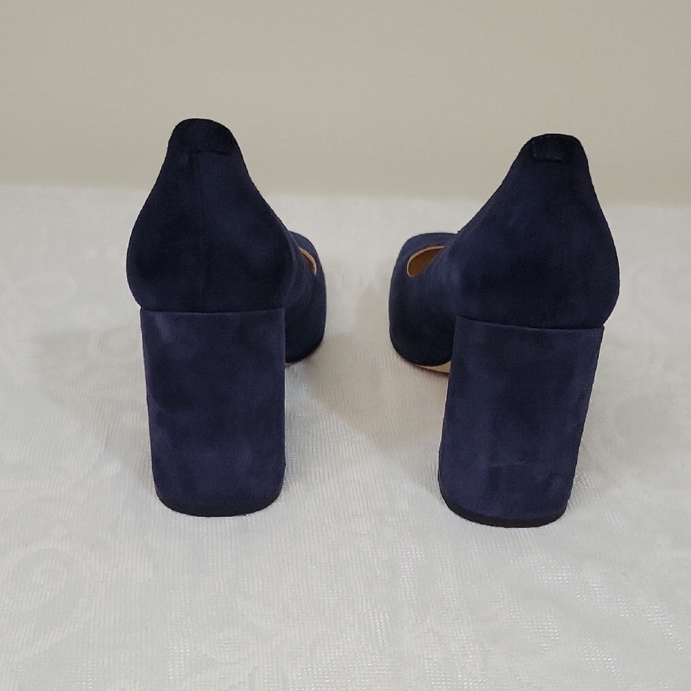 Nine West Navy Blue Suede Block Heels LIKE NEW Size 8.5 - Picture 7 of 11